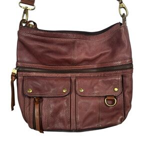 Fossil Morgan Traveler Leather Multi Pocket Crossbody Bag, Brown